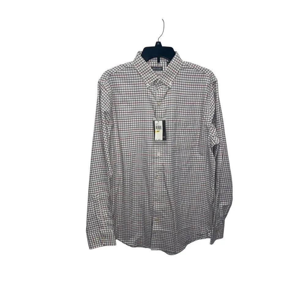 Van Heusen White Plaid “Regular Fit” Long Sleeve Button Down Shirt M15-15.5